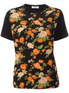 Msgm Floral Print T-shirt, Women's, Size: Large, Black, Cotton