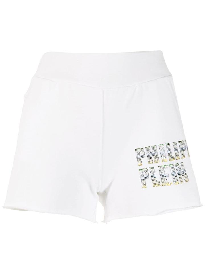 Philipp Plein Crystal Logo Shorts - White