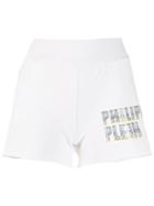 Philipp Plein Crystal Logo Shorts - White