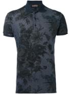 Etro Floral Print Polo Shirt, Men's, Size: Large, Blue, Cotton
