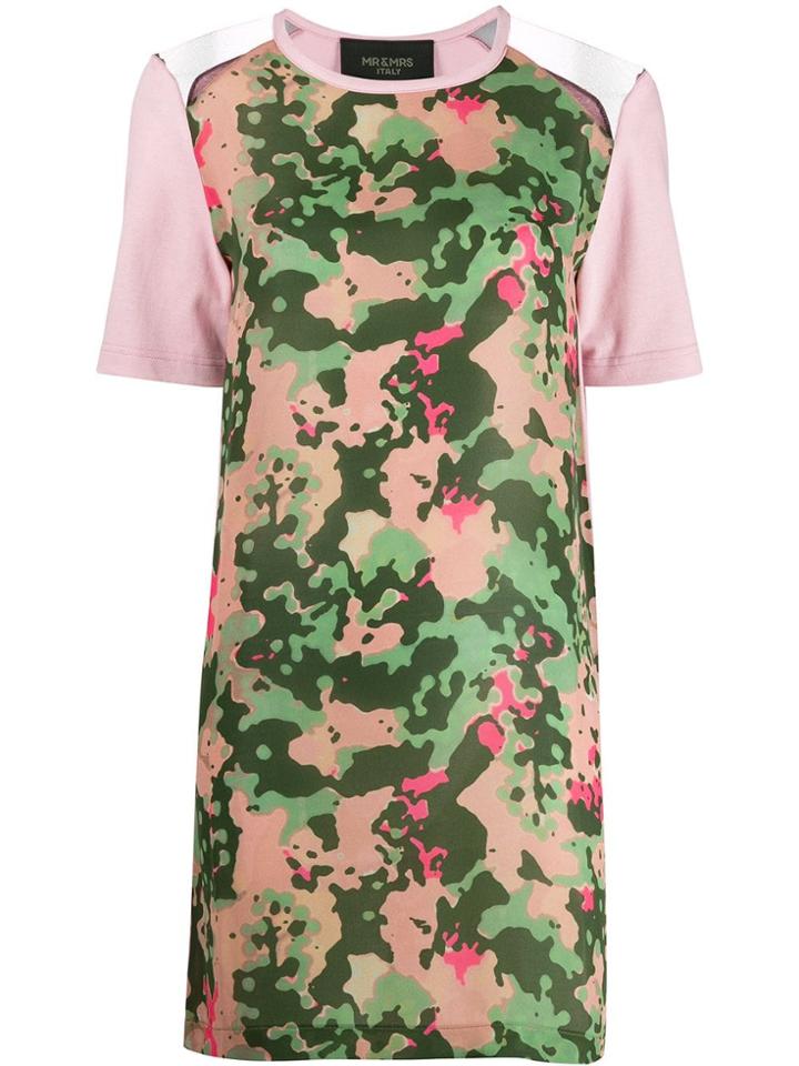 Mr & Mrs Italy Camo Print T-shirt Dress - Pink