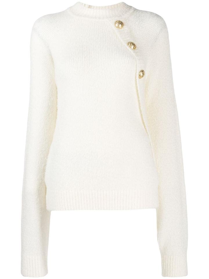Balmain Buttoned Batwing Sweater - Neutrals