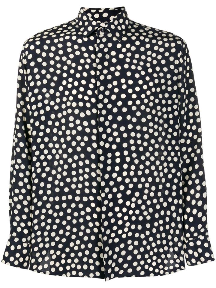 Saint Laurent Polka Dot Print Shirt - Blue