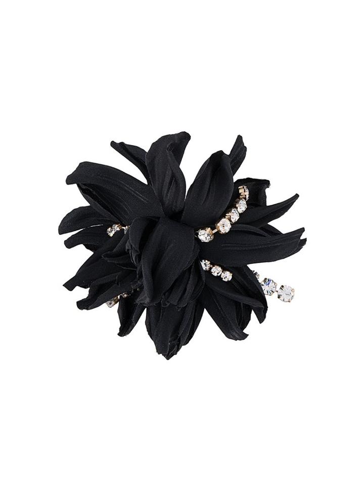 Erika Cavallini Flower Brooch, Women's, Black