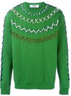 Msgm Embellished Sweatshirt, Men's, Size: L, Green, Cotton