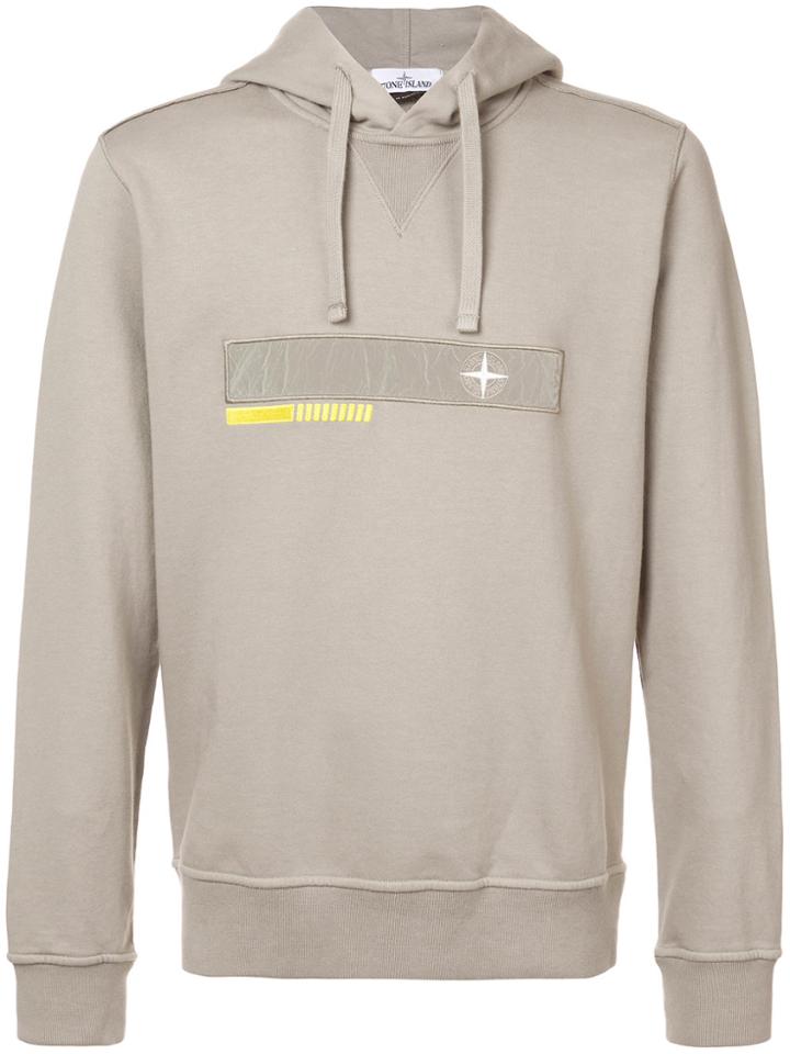 Stone Island Logo Plaque Hoodie - Grey