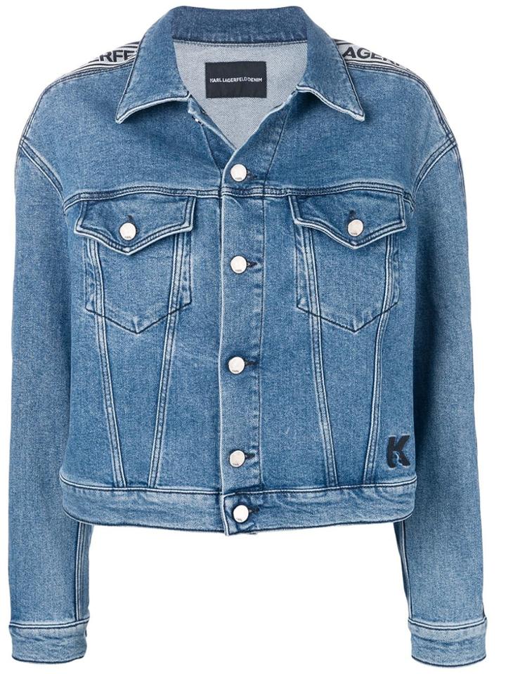 Karl Lagerfeld Logo Tape Denim Jacket - Blue
