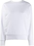 Thom Browne Crew Neck Sweatshirt In Classic Loopback - White