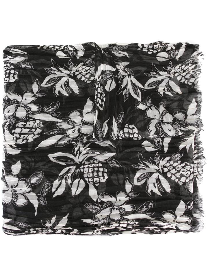 Saint Laurent Hawaiian Print Scarf - Black