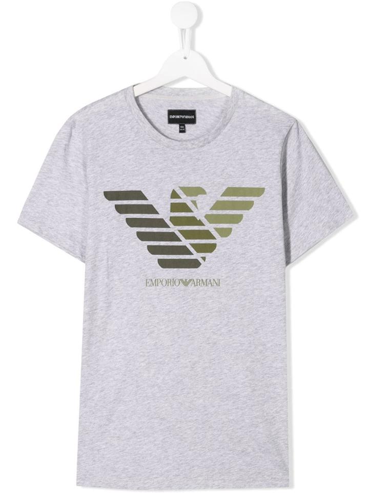 Emporio Armani Kids Teen Logo Print T-shirt - Grey