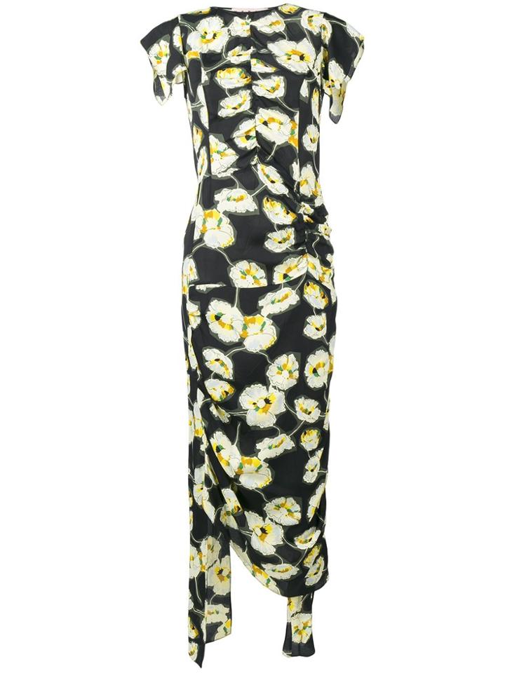 Marni Floral Print Draped Dress - Black