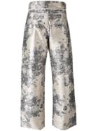 Aviù Floral Print Pants - Metallic
