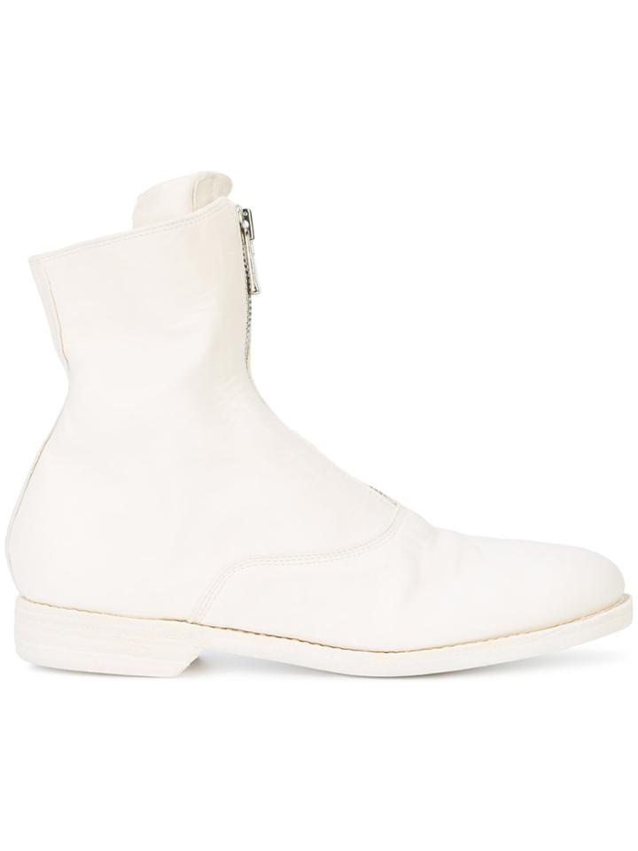 Guidi Front-zipped Fitted Boots - White