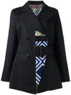 Issey Miyake Geometric Pattern Coat - Black