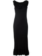 Yves Saint Laurent Vintage Ruffled Long Jersey Dress, Women's, Size: Medium, Black