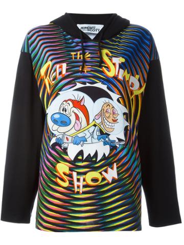 Jeremy Scott Ren & Stimpy Print Hoodie, Women's, Size: Large, Black, Cotton