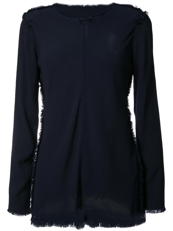 Raquel Allegra Fringe-hem Top, Women's, Size: 1, Blue, Rayon