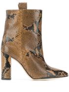 Paris Texas Snakeskin Effect Ankle Boots - Brown