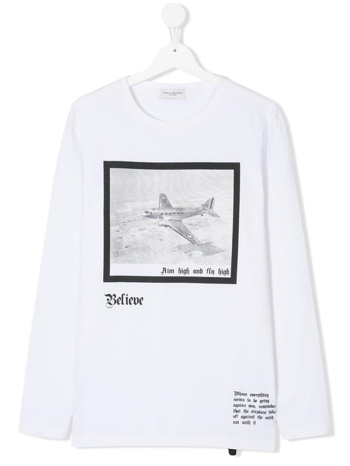 Paolo Pecora Kids Long Sleeve Shirt With Graphic Print - White