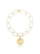 Hermina Athens Metallic Hercules Wide Chain Coin Pendant Gold-plated