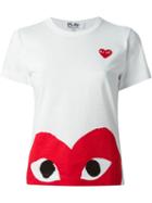 Comme Des Garçons Play Red Play T-shirt, Women's, Size: L, White, Cotton