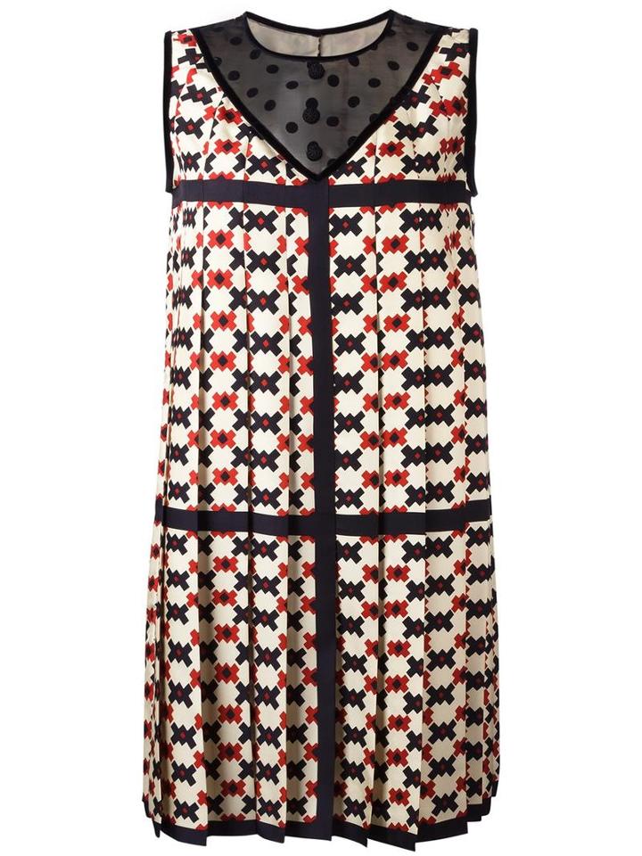 Marc Jacobs Pixel Check Print Dress, Women's, Size: 6, Black, Silk/nylon/cotton