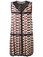 Marc Jacobs Pixel Check Print Dress, Women's, Size: 6, Black, Silk/nylon/cotton