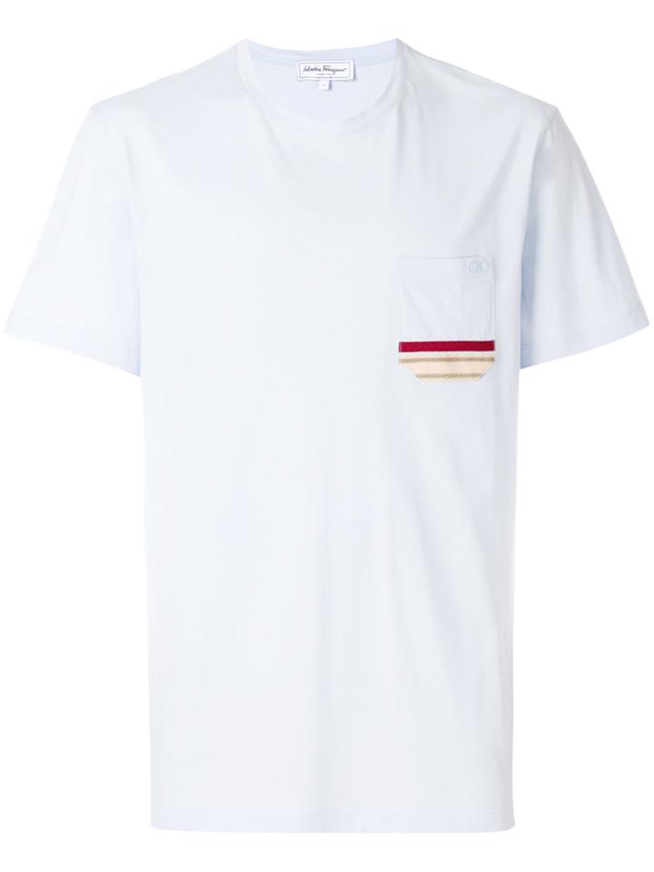 Salvatore Ferragamo Stripe Detail T-shirt - Blue