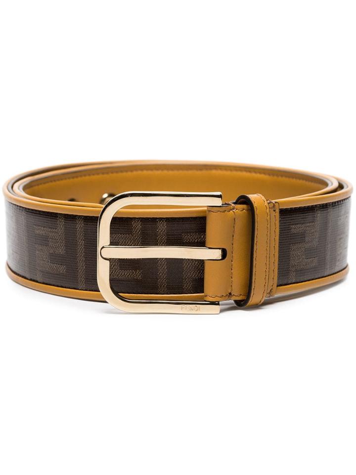 Fendi Brown Double F Logo Leather Belt