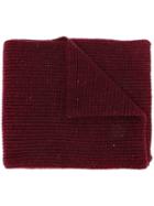N.peal Ribbed Knitted Scarf - Red