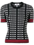 Msgm Logo Knitted T-shirt - Black