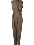 Andrea Marques Belted Waist Jumpsuit, Women's, Size: 38, Grey, Viscose