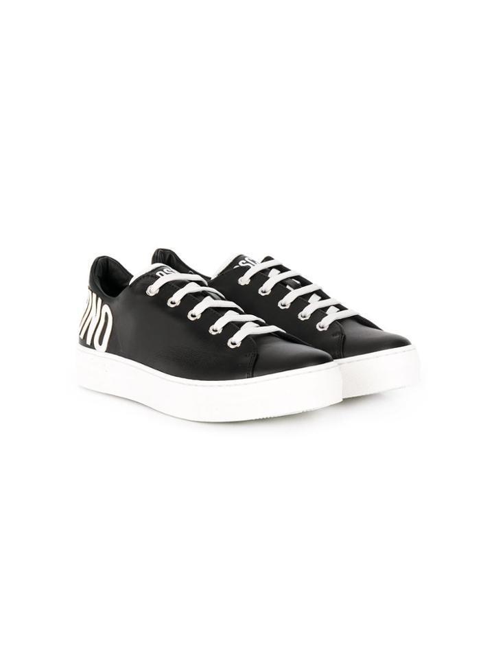 Moschino Kids Teen Logo Print Sneakers - Black