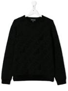 Emporio Armani Kids Teen Logo Embroidered Sweater - Black