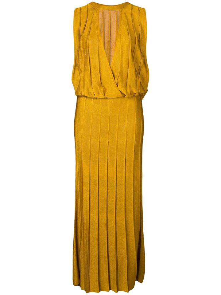 Cushnie Sleeveless Pleated Midi Dress - Yellow