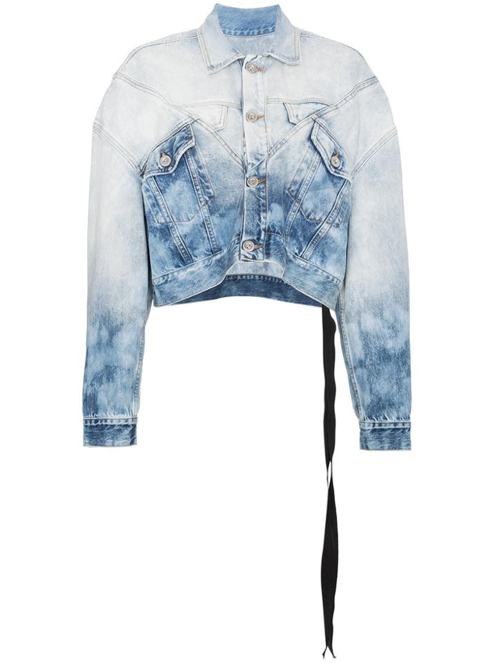 Unravel Project Ombre Bleach Dye Denim Jacket - Blue