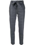 Eleventy Checked Belted Trousers - Grey