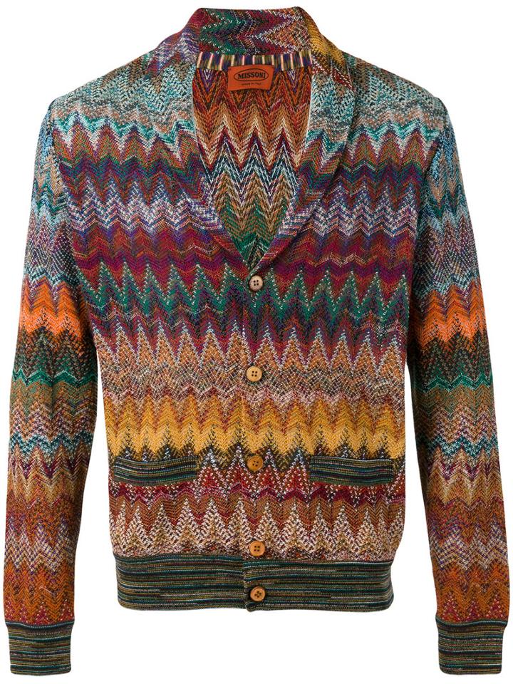 Missoni Zig-zag Cardigan, Men's, Size: 54, Cotton/viscose/linen/flax/nylon