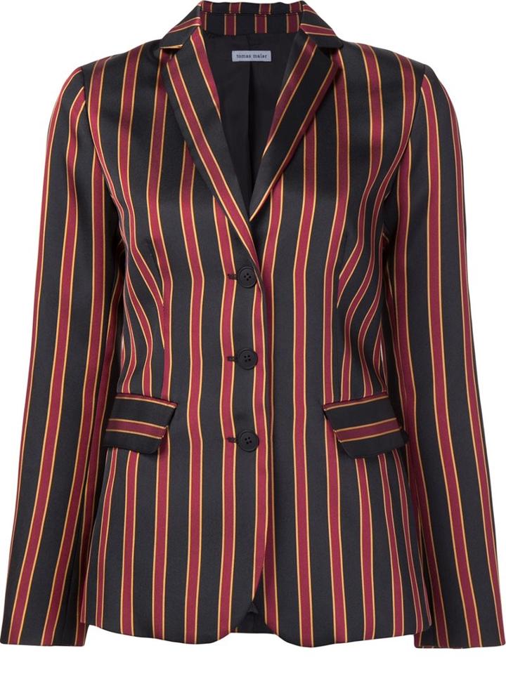 Tomas Maier Striped Blazer, Women's, Size: 6, Black, Polyester