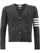 Thom Browne - Flocked V-neck Cardigan - Men - Mohair/wool - 3, Grey, Mohair/wool