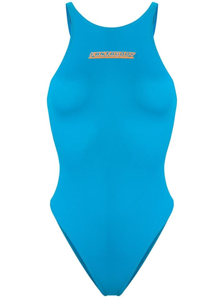 Fantabody Logo Print Swimsuit - Blue