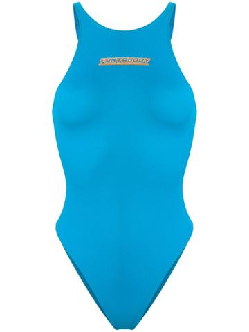 Fantabody Logo Print Swimsuit - Blue