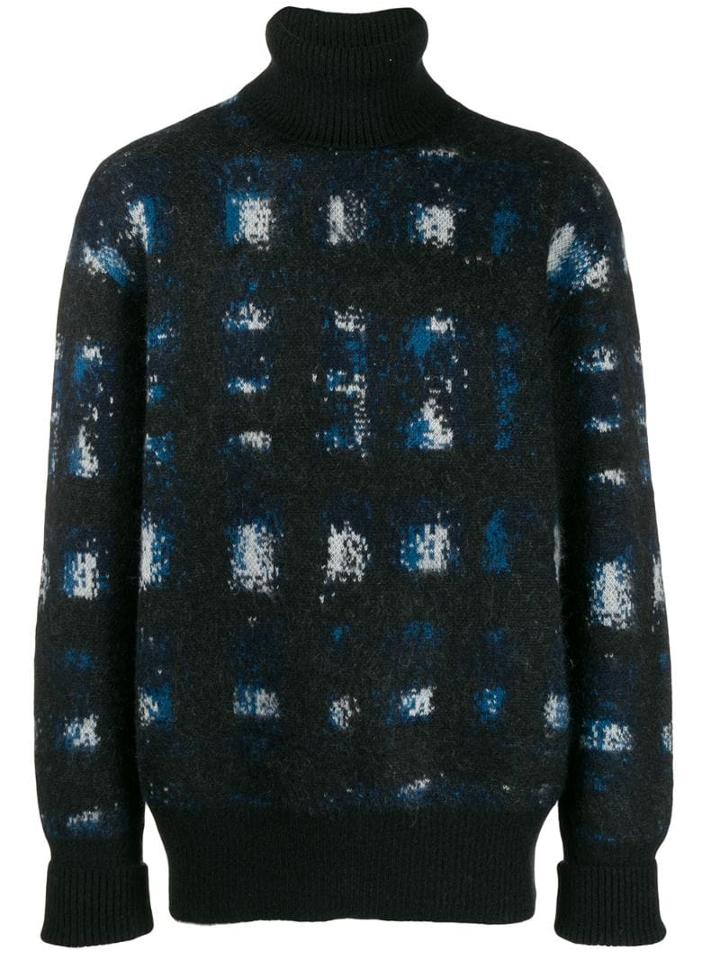 Alexander Mcqueen Mottled Knit Turtleneck Jumper - Black