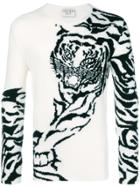 Valentino Tiger Intarsia Knit Jumper - White