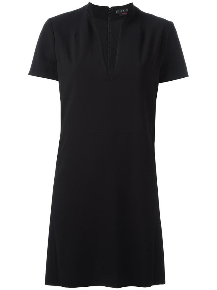V-neck Dress, Women's, Size: Small, Black, Polyester/spandex/elastane, Alice+olivia