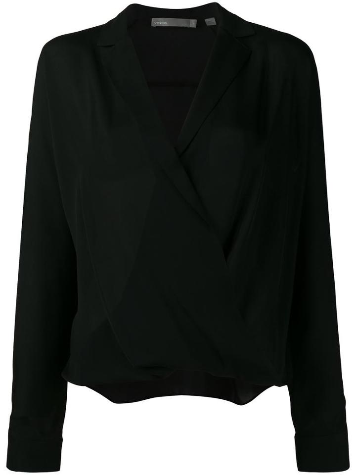 Vince Wrap Blouse, Women's, Size: 2, Black, Silk