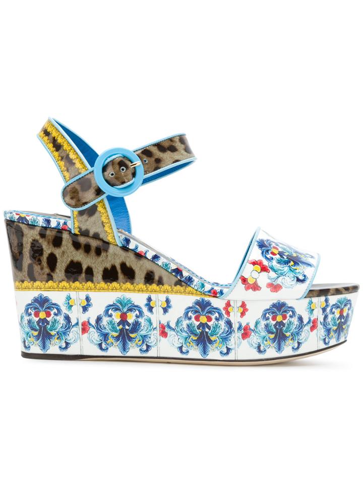 Dolce & Gabbana Printed Platform Sandals - Multicolour