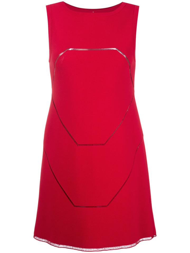 Alaïa Geometric Detail Mini Dress, Women's, Size: 38, Red, Polyester/viscose