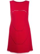 Alaïa Geometric Detail Mini Dress, Women's, Size: 38, Red, Polyester/viscose
