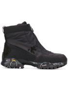White Premiata Zip Front Boots - Black